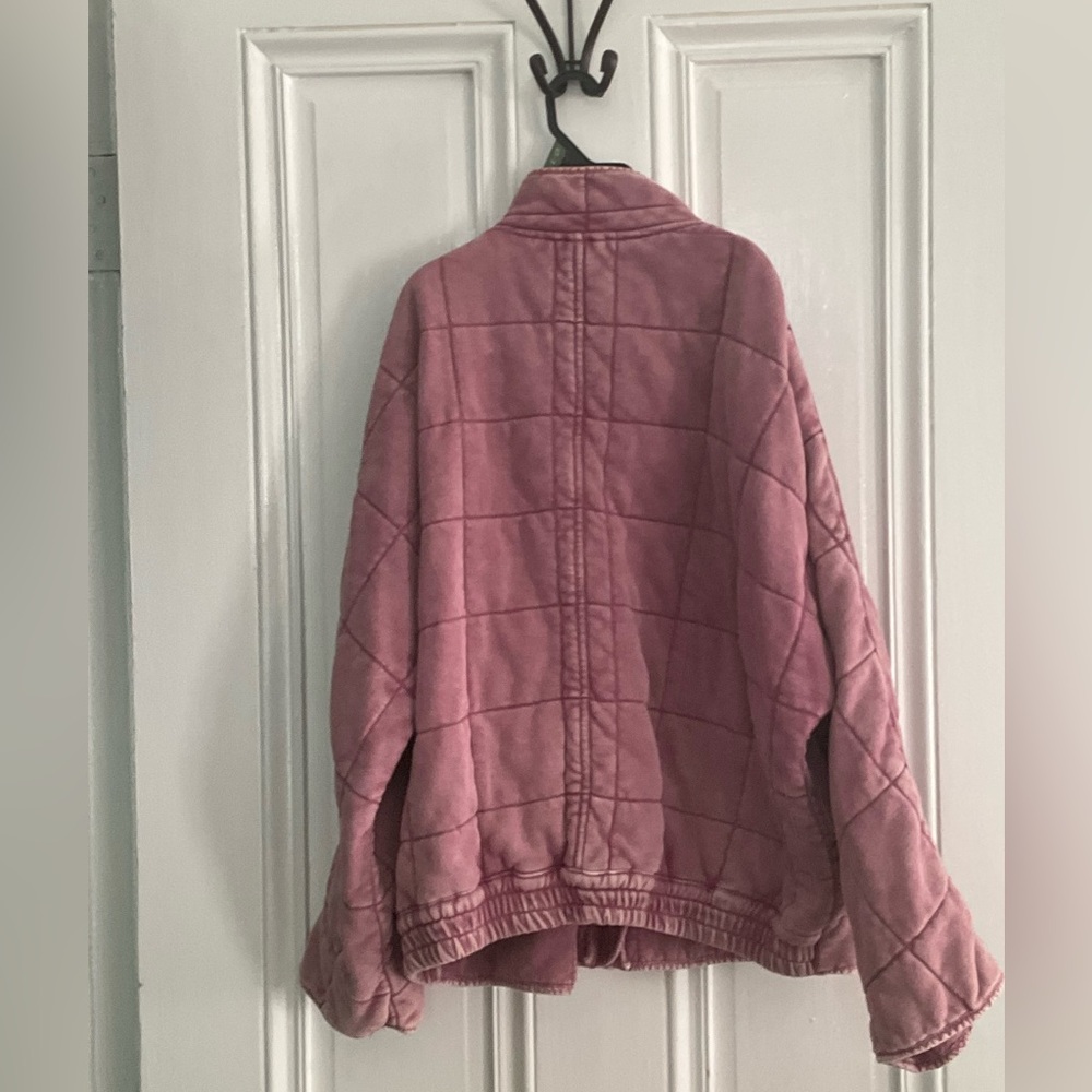 Free People Dolman Quilted Knit Jacket SZ L Daphne Pink - Picture 4 of 7